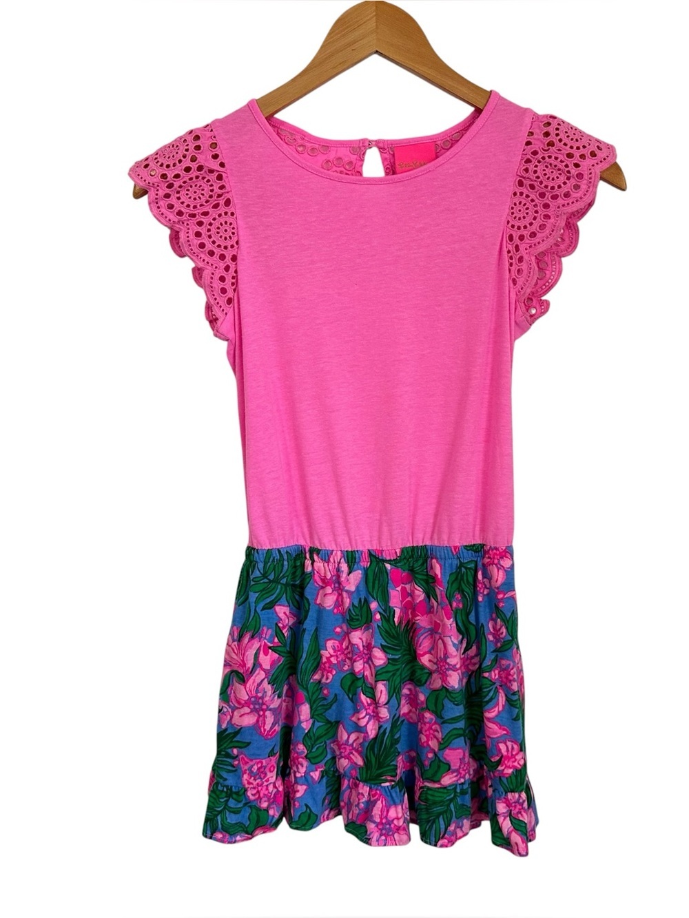 Lilly Pulitzer Girl's Tania Romper Cerise Pink Safari Sunset Large 8-10